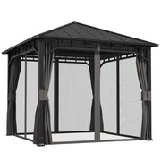 Gazebo Giardino 3x3 m ¨C zephmum ¨C Hardtop Scuro Impermeabile con Rete e Ganci