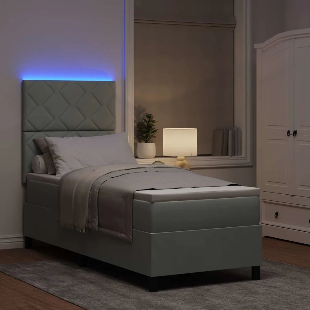 Letto a Sorgente LED Grigio chiaro 80 x 200 cm Velluto 3343340