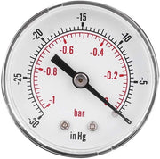 Manometro di Vuoto 50mm - Drukmeter - 1/8 BSPT Connettore di Fine - Parti in Ottone - Coperchio trasparente - Duraturo