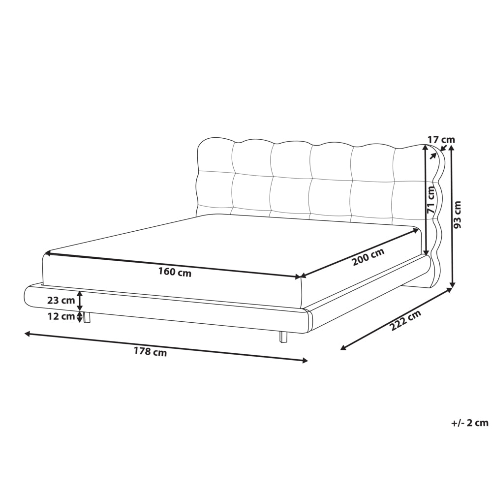 Letto matrimoniale in tessuto con testata trapuntata Beige 160 x 200 cm design moderno
