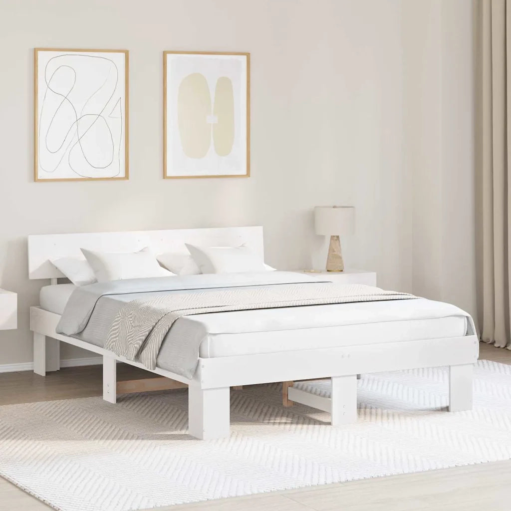 Struttura del letto Bianco 150 x 200 cm Pino massello
