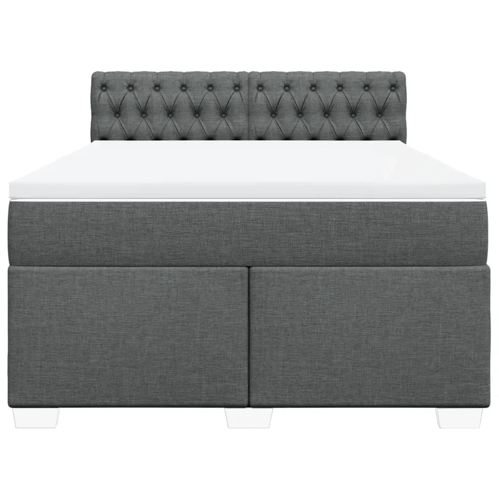 Giroletto a Molle con Materasso Grigio Scuro 140x190 cm Tessuto