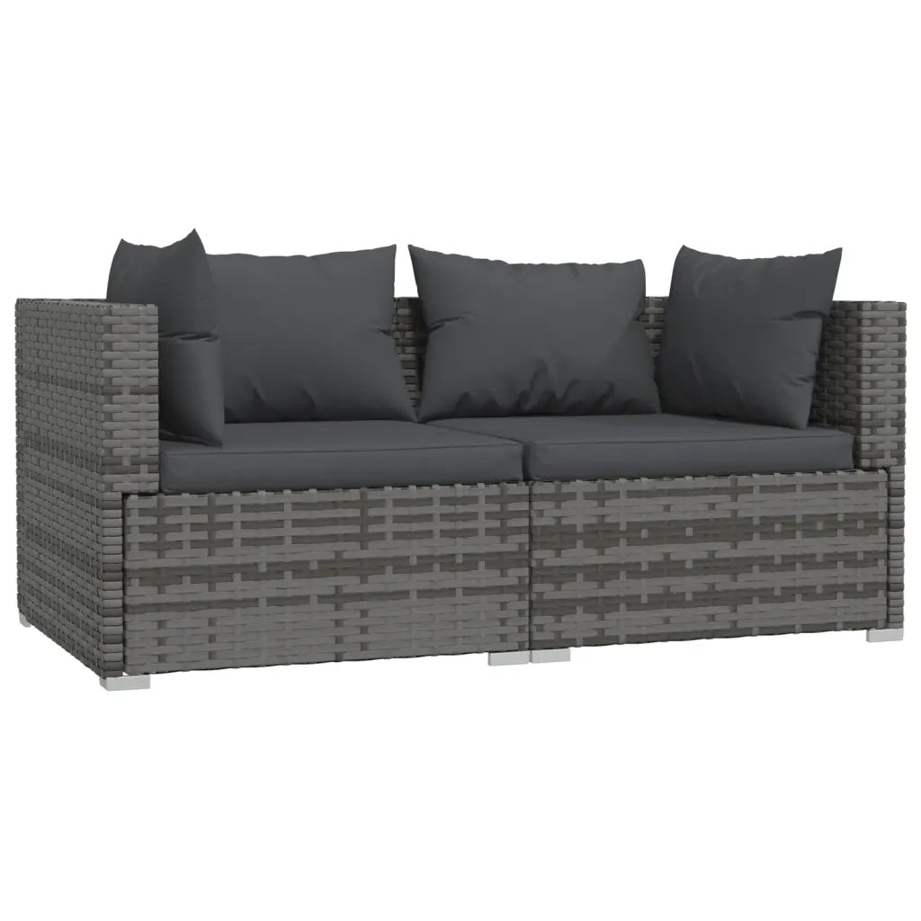 Set Divani da Giardino 3 pz | Set Salotto da Giardino con Cuscini in Polyrattan Grigio