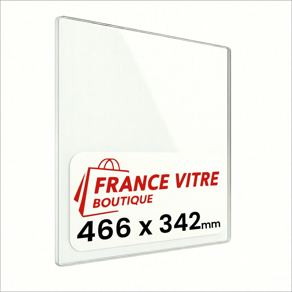466 x 342 x 4 mm - Vetro per stufa a legna - vetro camino di ricambio - vetro per caminetto resistente al fuoco - France Vitre