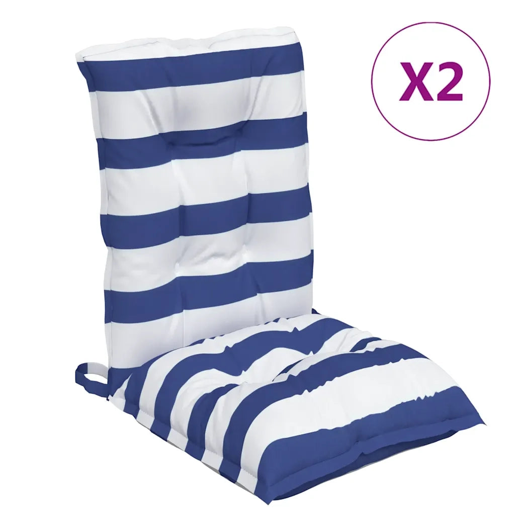 vidaXL Cuscini Sedia Schienale Basso 2 pz a Righe Blu e Bianche Oxford