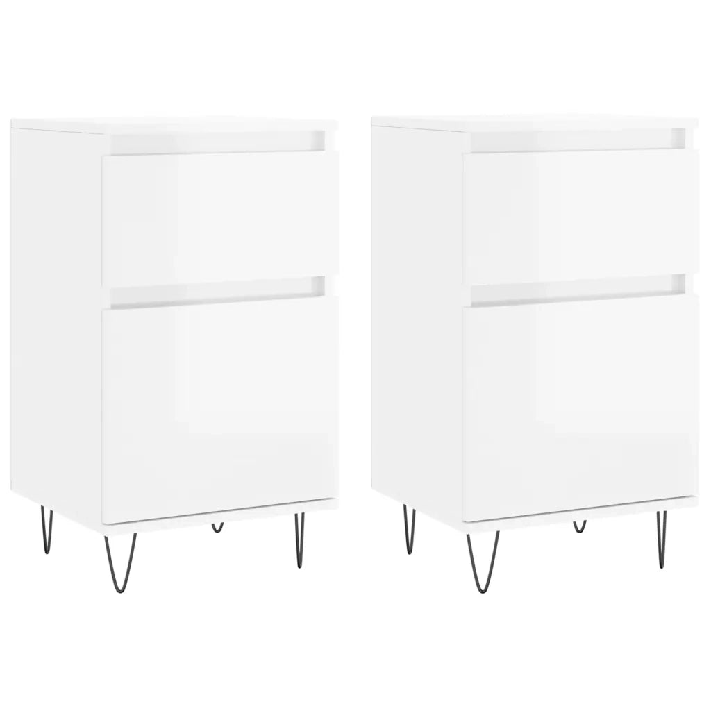 Credenze 2 pz Bianco Lucido 40x35x70 cm in Legno Multistrato 831153