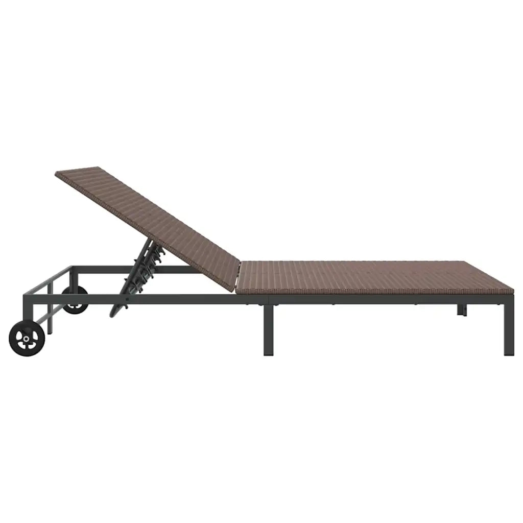 Lettino da Sole Marrone 206 x 115 x 75 cm polyrattan 42004132