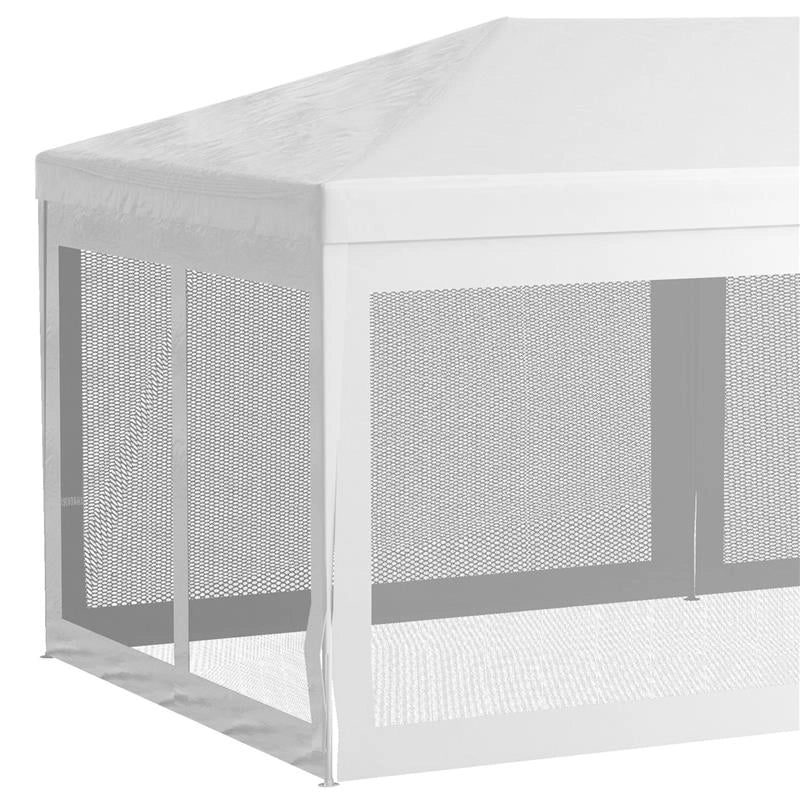GAZEBO DA GIARDINO PER FESTE CON 6 PARETI RIMOVIBILI A ZANZARIERA, 582X295X255CM, BIANCO