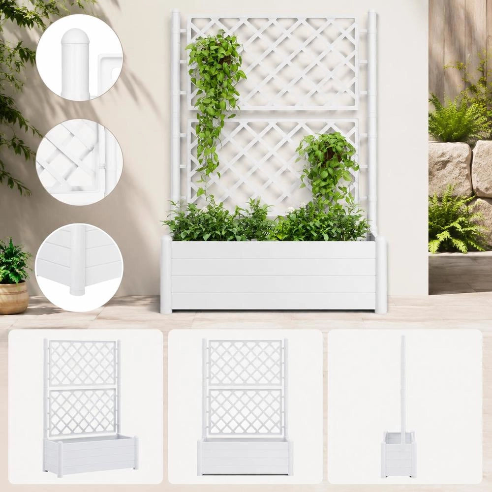 Plant Pot With Trellis 100x43x142 Cm PP White