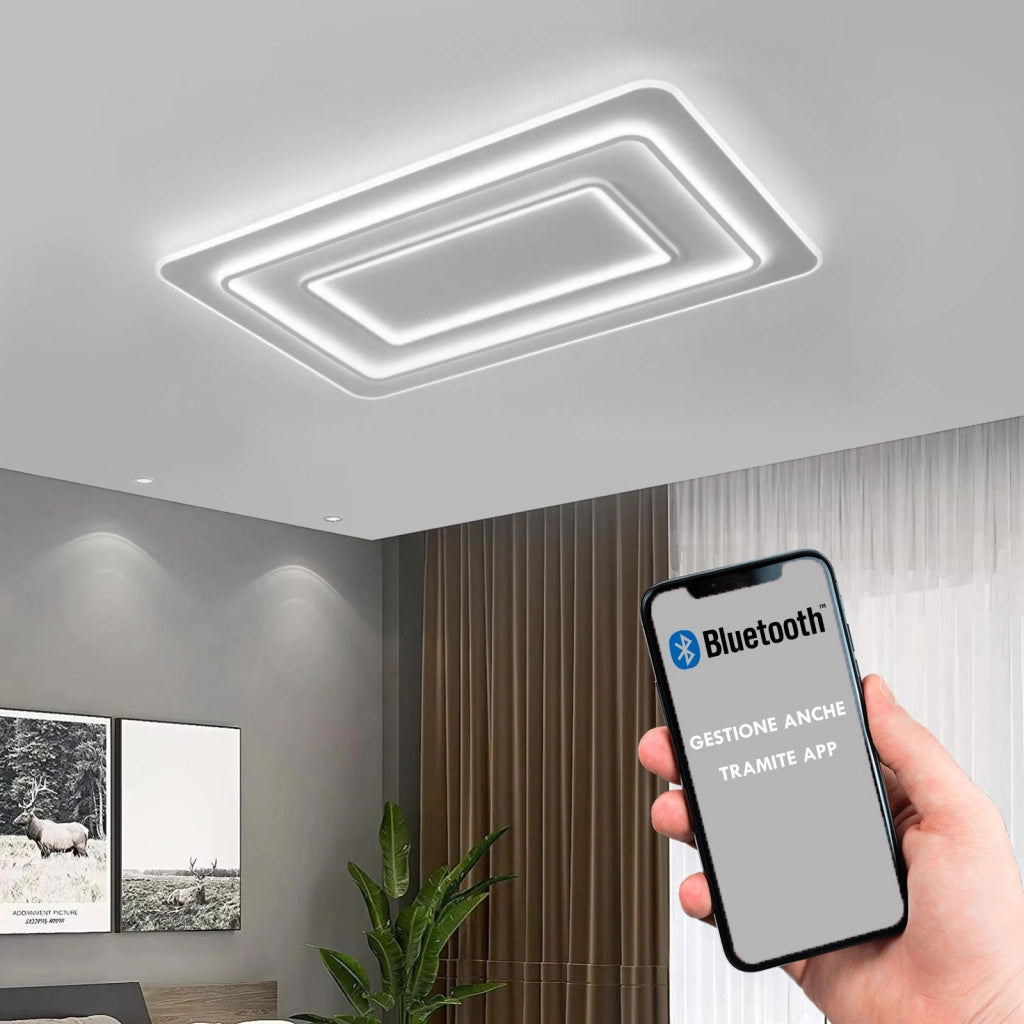 Plafoniera moderna BLUETOOTH LED 123W CCT da 3000K a 6500K lampada 3 step soffitto luce con telecomando 230V