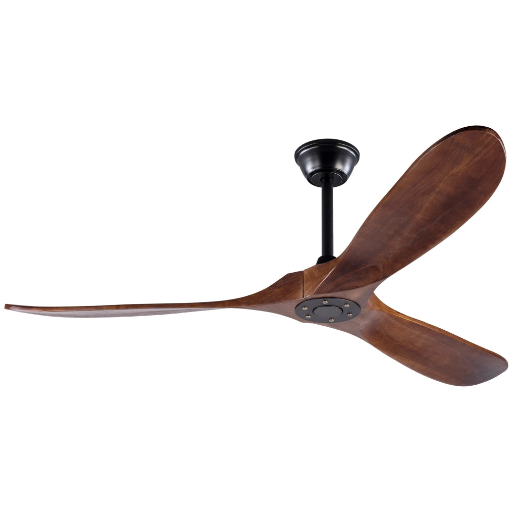 Ventilatore da soffitto senza luce 60 pollici con telecomando; pale in legno nero e noce scuro