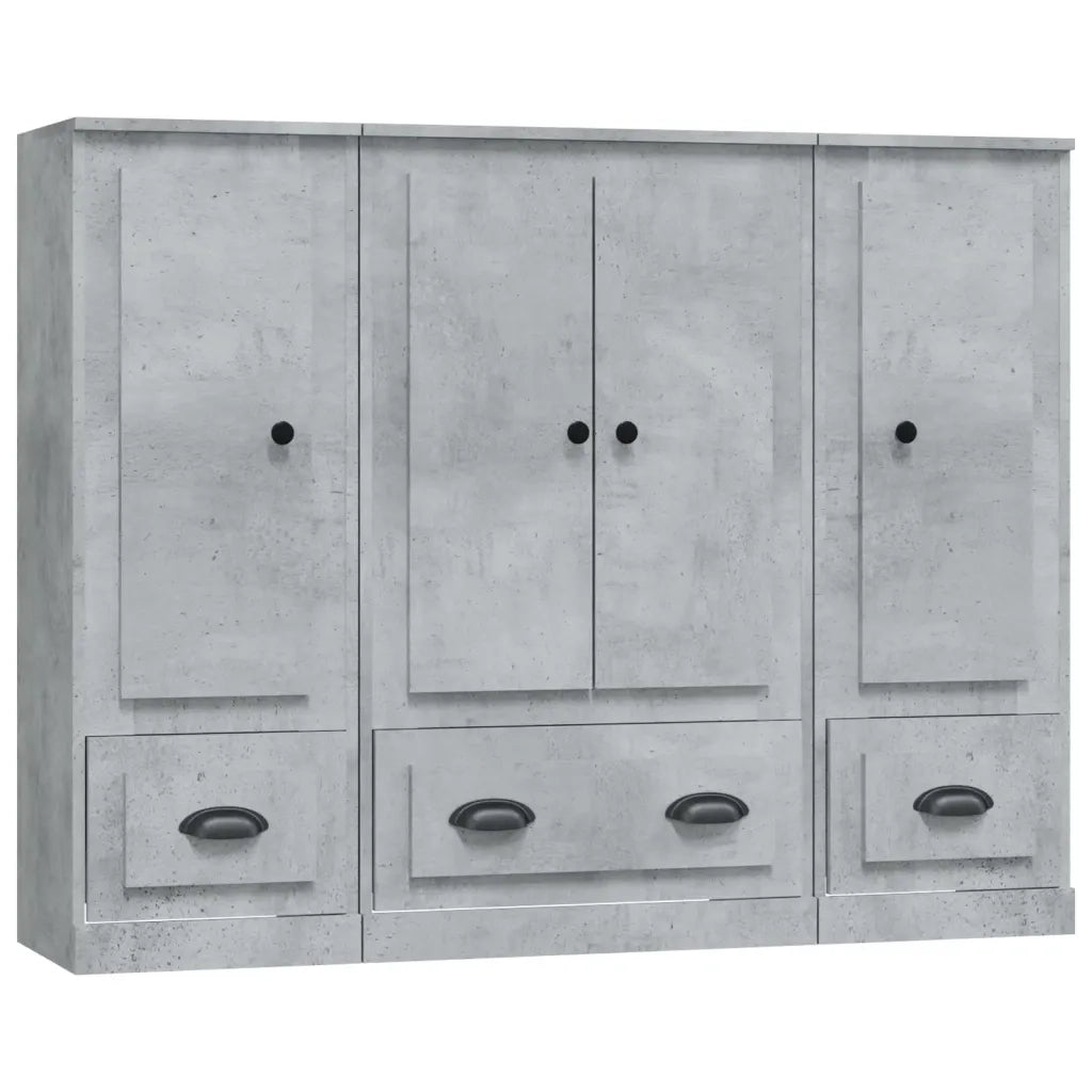 Credenze 3 pz Grigio Cemento in Legno Multistrato 3185299