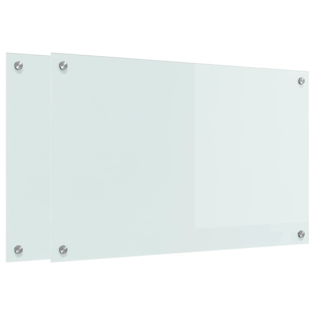 Set di 2 paraschizzi da cucina rettangolari moderni 80 x 50 cm in vetro temperato bianco 02_0056286