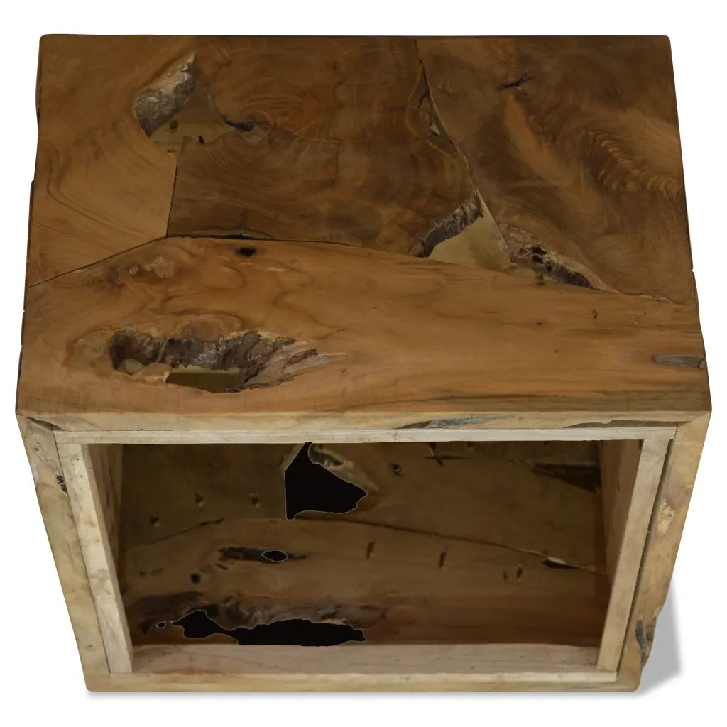 Tavolino da Caffè in Autentico Legno di Teak 50x50x35cm Marrone 244557