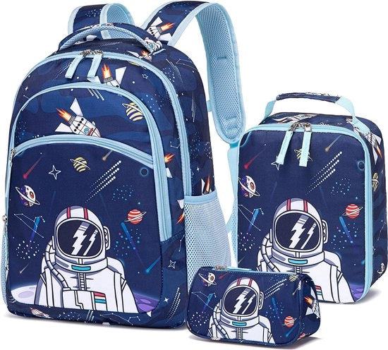 Set di Borsa per Scuola per Bambini - 3-Del Set di Borsa Ergonomica con Borsa dei Pasti e Etui