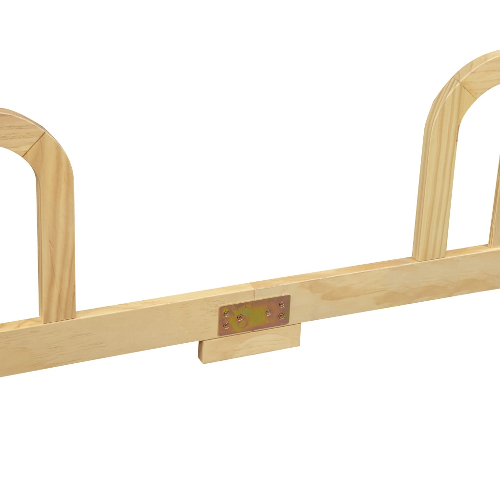 LETTO Basso con Sponde di Sicurezza 140x200 cm in Legno di Pino Naturale