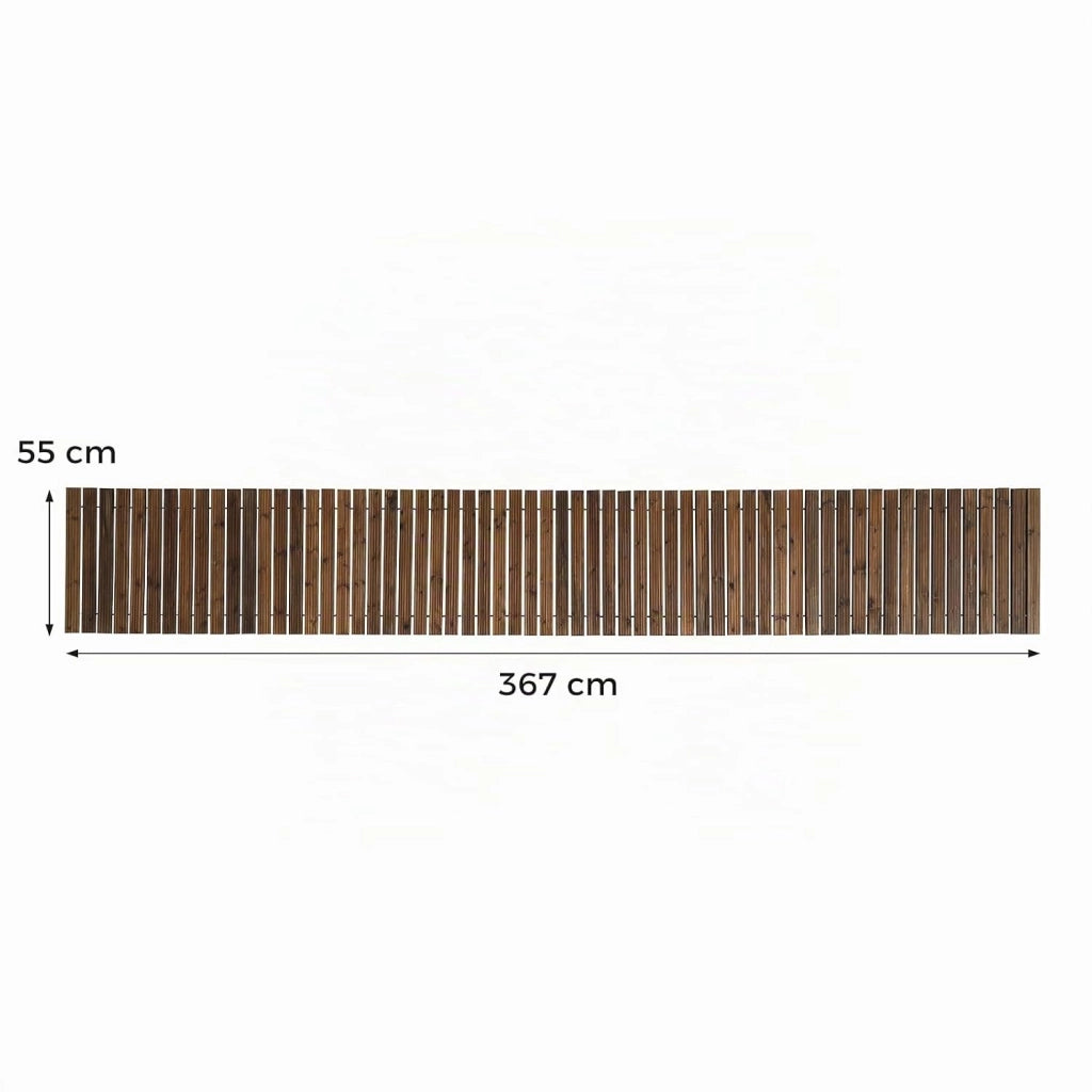 Sentiero da Giardino in Legno, Passerella Decorativa da Esterno, Superficie Antiscivolo, Collegamento con Fili Metallici, Sentiero Arrotolabile per Cortile e Spiaggia, 367 x 55 cm (Marrone)