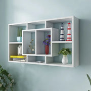 Espositore da Parete Galleggiante 8 Scomparti Bianco 242548