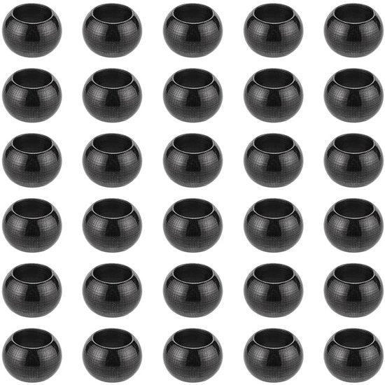 Accessori per gioielli 30 pezzi 8mm - Spacer in acciaio inossidabile - Ronde perle nere - Lisciate - Diametro foro 5mm - Gioielleria fai da te