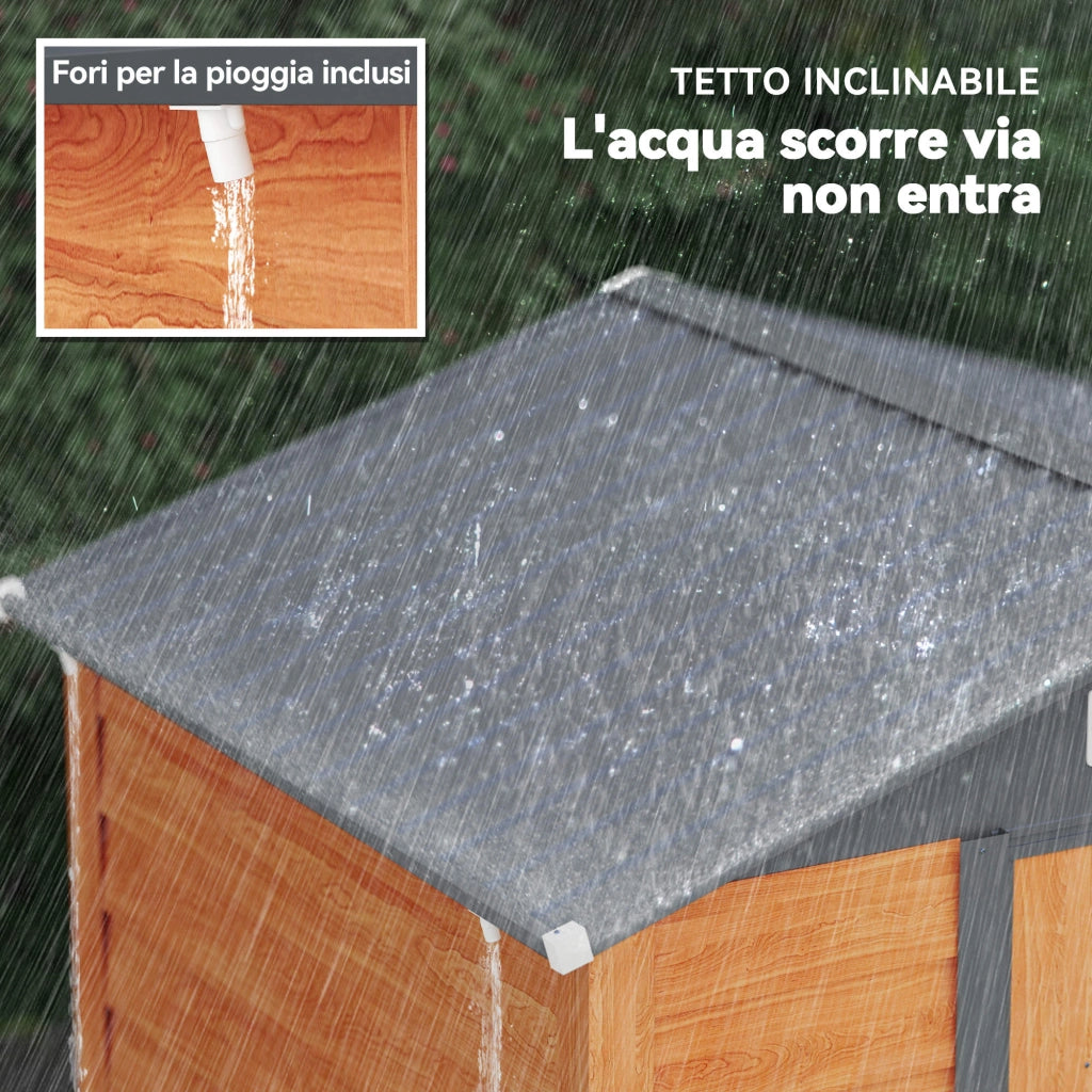 Capanna da Giardino in Acciaio e PP con Prese d'Aria e Base, 197x163x178-200 cm, Marrone