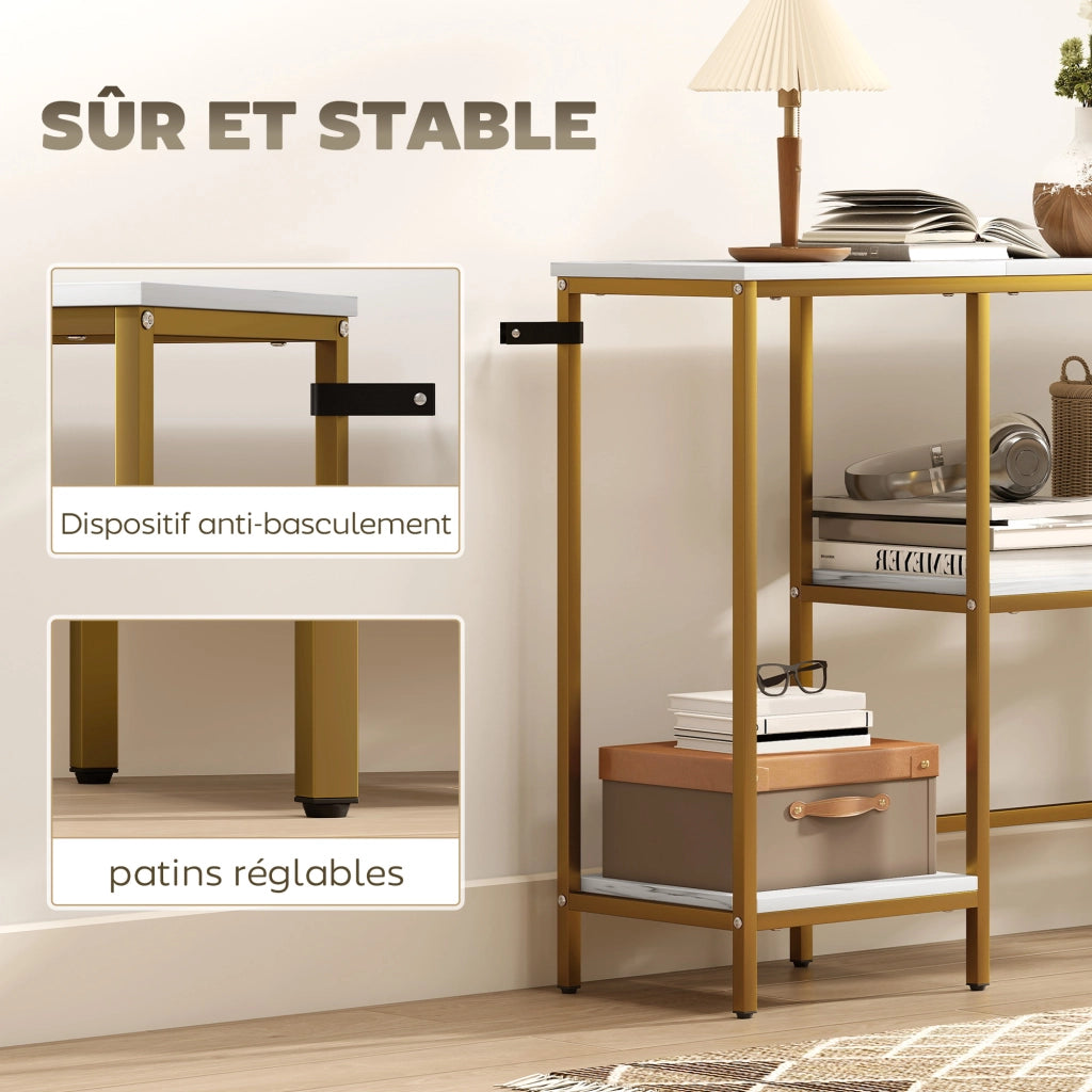 Tavolo console 3 livelli ¨C zephmum ¨C bianco dorato 120 cm
