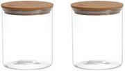 Set di contenitori in vetro 2 pezzi 200ml - Contenitori di stoccaggio aereostatici - Coperture in bambù - Contenitori di conservazione alimentare - Sigillatura in silicone - Contenitori di conservazione alimentare