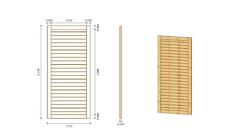 Pannello per pergolato pieno 1,01x2,17m - ALT14 - ALTANKA
