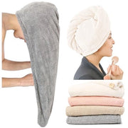 Set di 4 asciugamani in microfibra extra grande per donne, superassorbenti e veloci al secchio, con fermagli, adatti per capelli ricci, lunghi e corti - anti-frizz