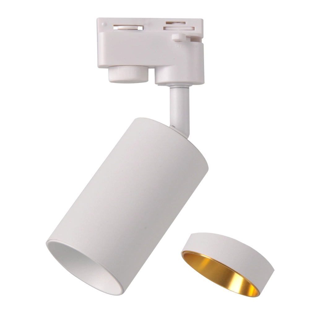 Faretto su binario bianco/oro GU10 orientabile Polux