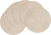 Set di tappeti da tavola in cotone - 38cm Tappeti da tavola rotondi - Tappeti da tavola antislip - Tappeti da tavola resistenti al calore - Lavabili per tavolo da cucina - Beige