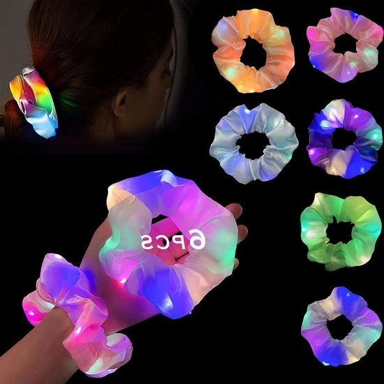 Haarbandi luminosi con 3 modalità di illuminazione - elastici per capelli con illuminazione notturna - accessori per capelli per donne e ragazze - caschi neon per capelli - accessori per capelli per le feste - 6 colori per capelli.