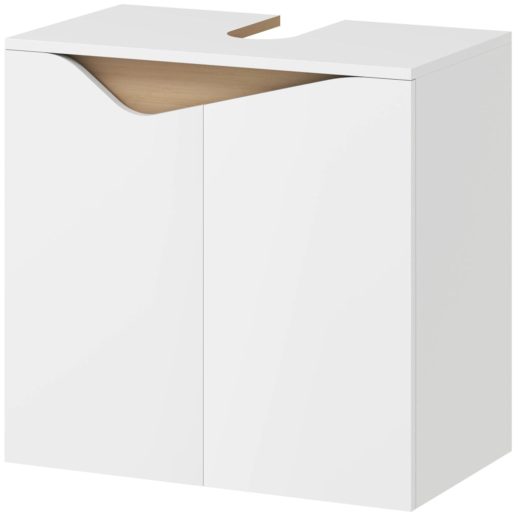 Mobile Sottolavabo Bagno con Ante a Chiusura Morbida ¨C Zephmum ¨C Bianco 60x35x57.9 cm