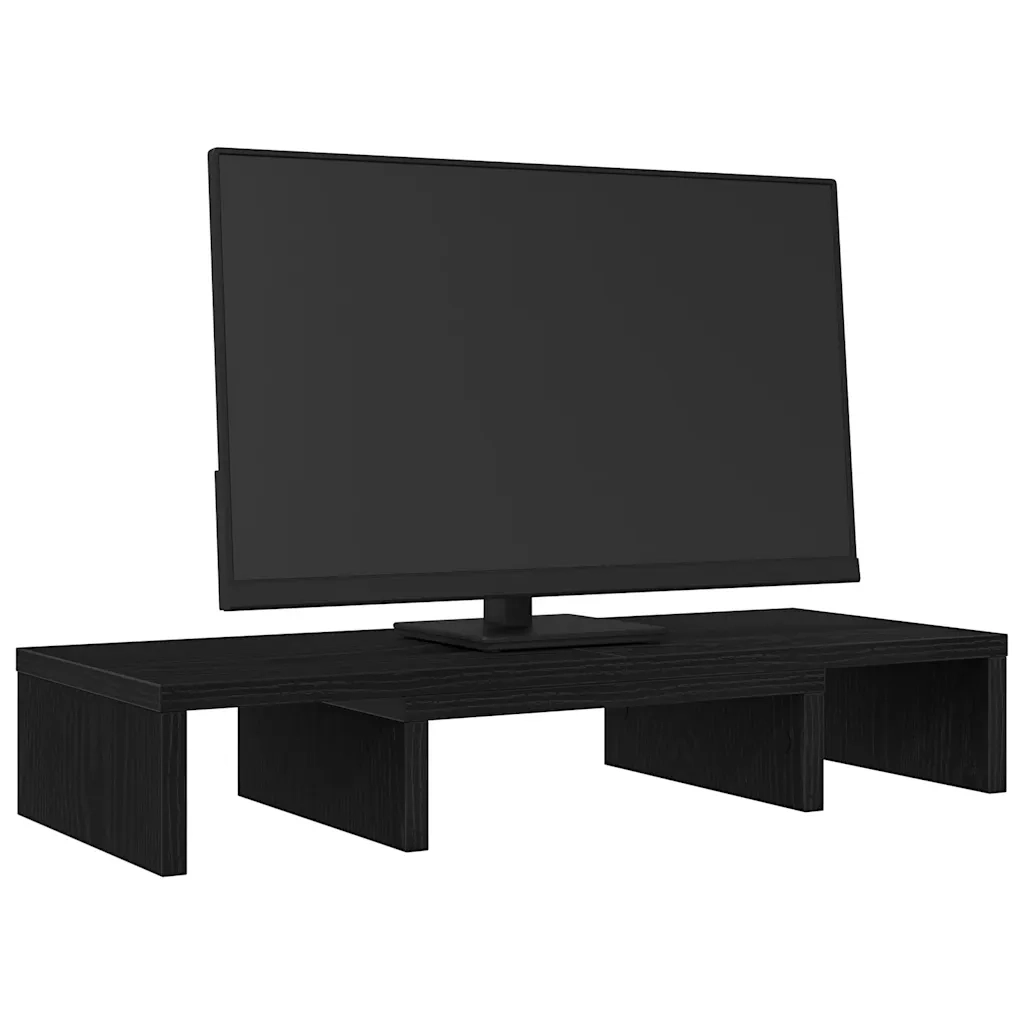Supporto Monitor Regolabile Rovere Nero 60x24x10,5cm Truciolato