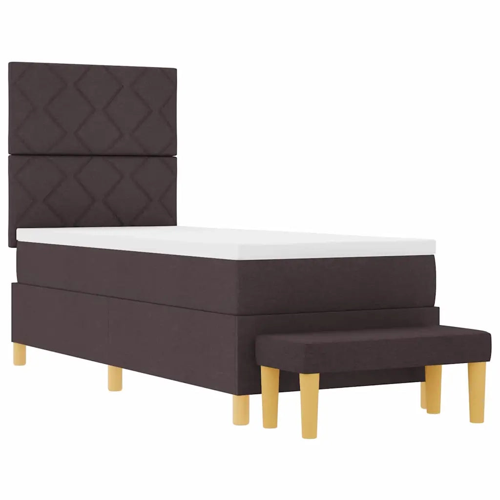 Letto a molle con materasso Marrone scuro 80 x 200 cm Tessuto 3344334