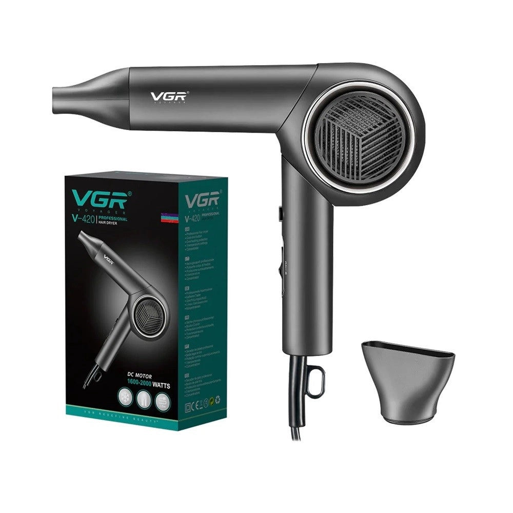 Trade Shop - Asciugacapelli Professionale 1600w-2000w Portatile Pieghevole A 3 Velocità V-420 -