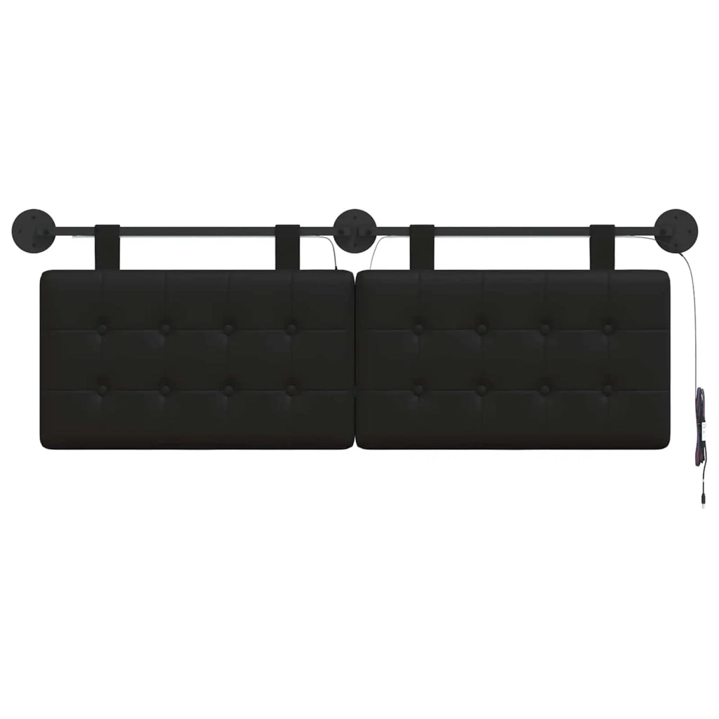 Testiera sospesa Con luce LED Nero Similpelle