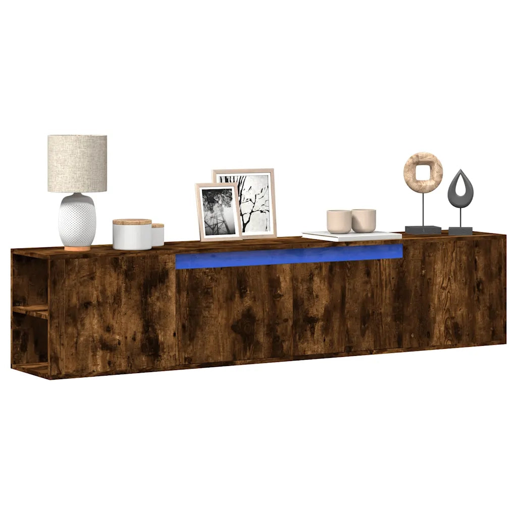 vidaXL Mobile TV a Parete con LED Rovere Fumo 180x31x39,5 cm