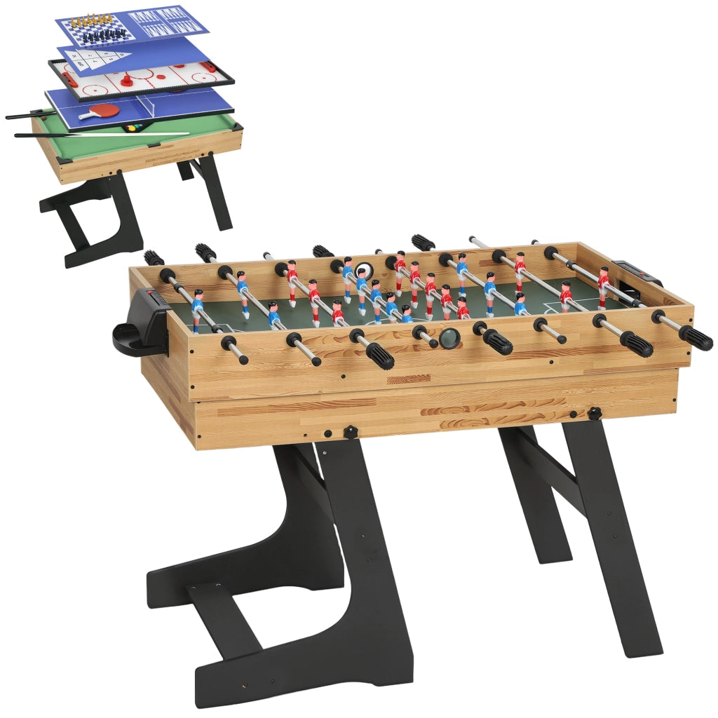Tavolo multigioco 13 in 1 pieghevole ¨C zephmum ¨C 120x106x82 cm noce chiaro