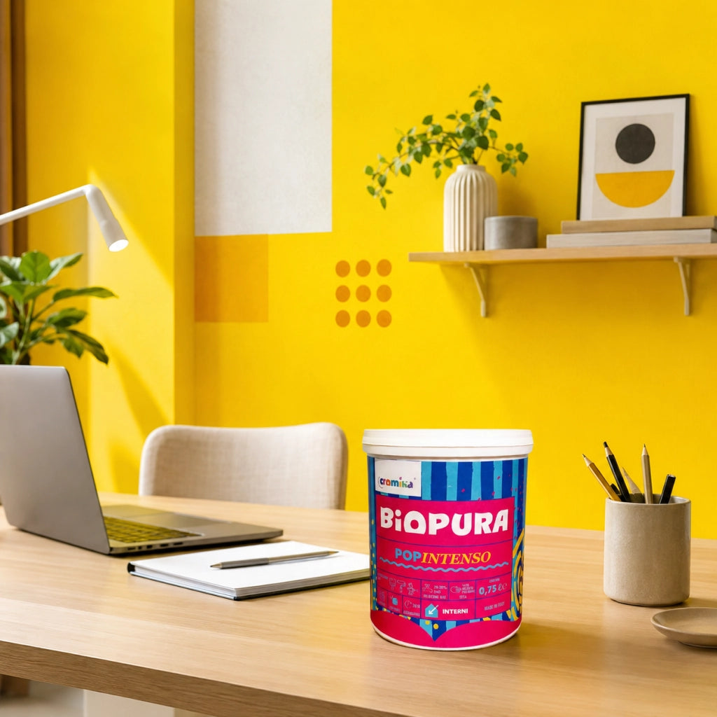 Popintenso palestra e decori interni pittura murale lavabile e coprente cromika *** formato 0,750 lt, colore- limone ...