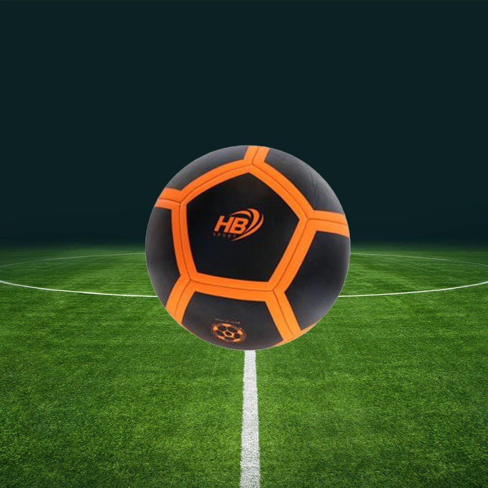 Trade Shop - Pallone Palla Da Calcio Calcetto Nero E Arancione 21cm Partita Allenamento 06567 -