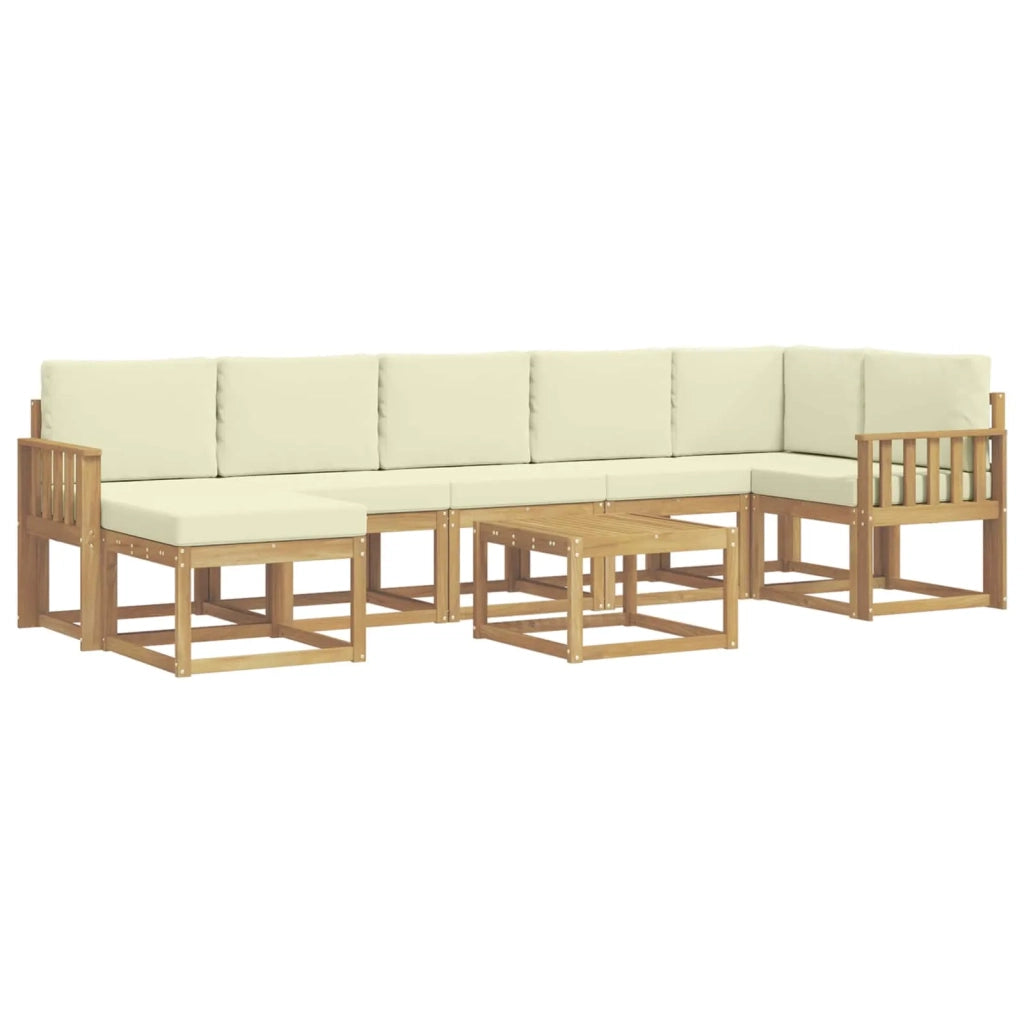 Set di divani da esterno 8 pz Bianco e Crema Poliestere 3387974