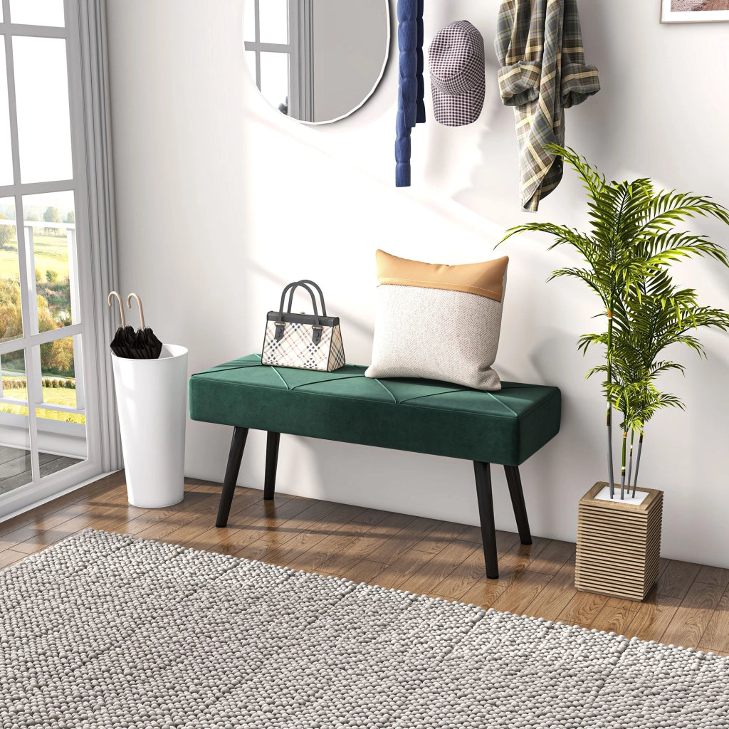 Letto imbottito con pouf ¨C zephmum ¨C 100x36x45 cm verde velluto