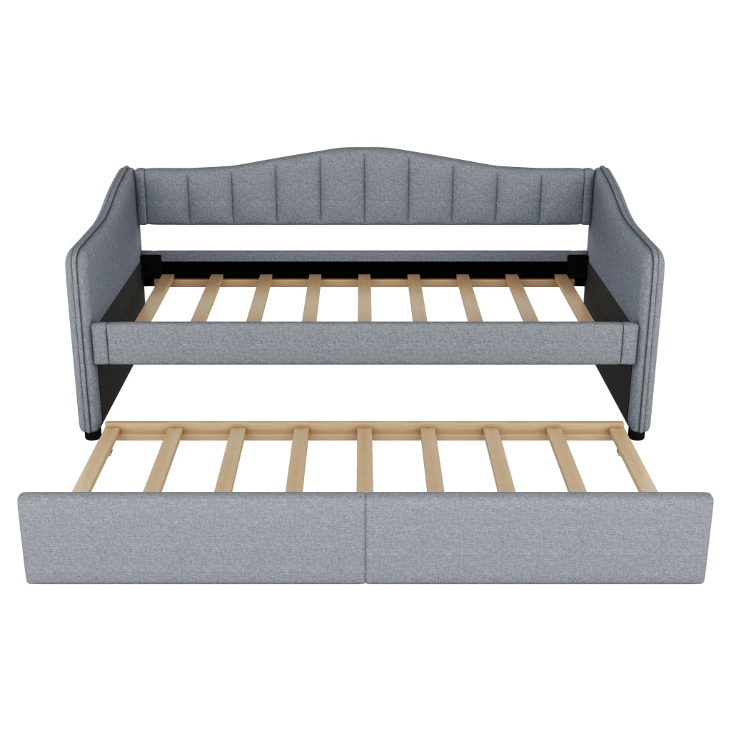 Tagesbett con letto estraibile lino grigio 90x200 cm
