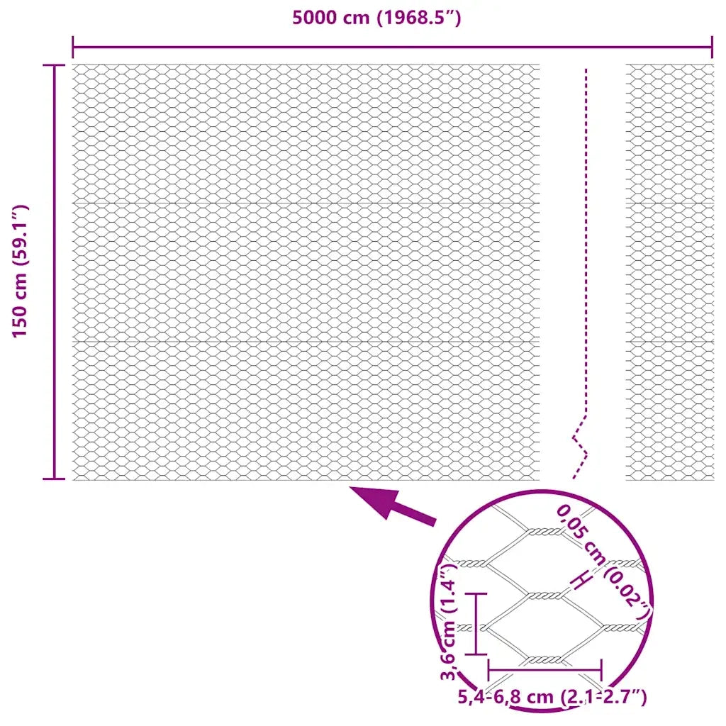Recinzione da Giardino | Recinzione Esagonale Argento 1,5 x 50 m Acciaio zincato