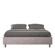 Letto Matrimoniale 160x210 cm con Rete e Contenitore Giroletto con Alzata Comoda Imbottito in Microfibra Azelia Glicine