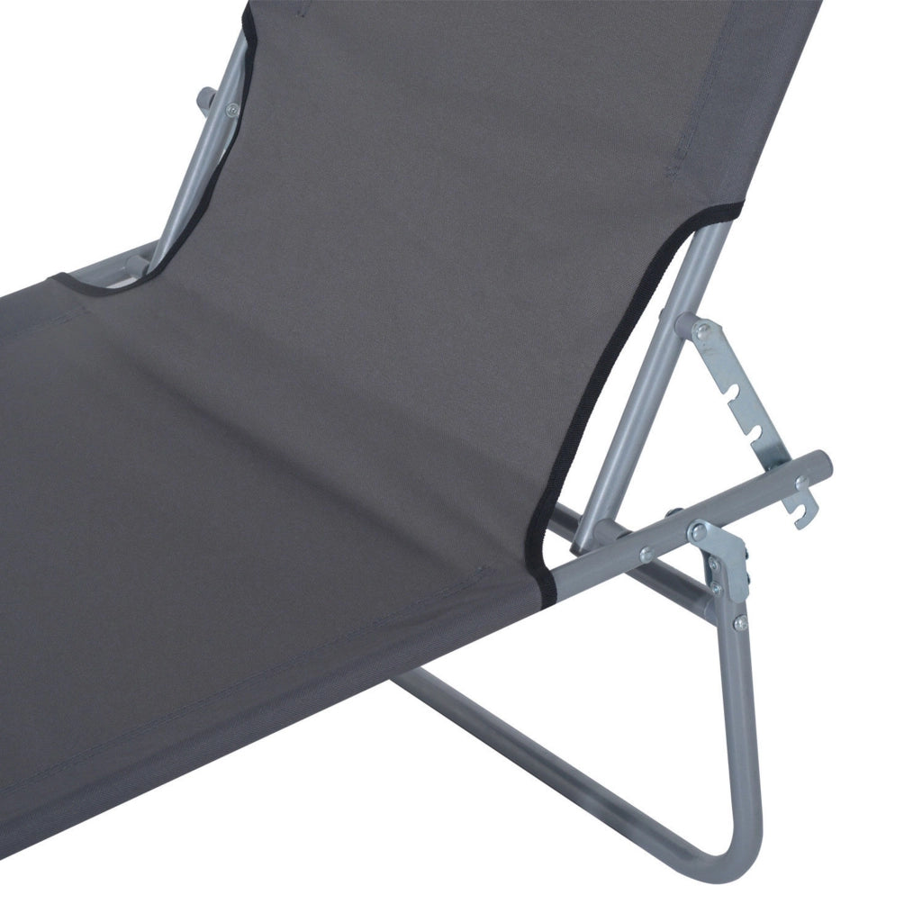 Sdraio da giardino pieghevole con parasole, 187 x 58 x 36 cm, grigio