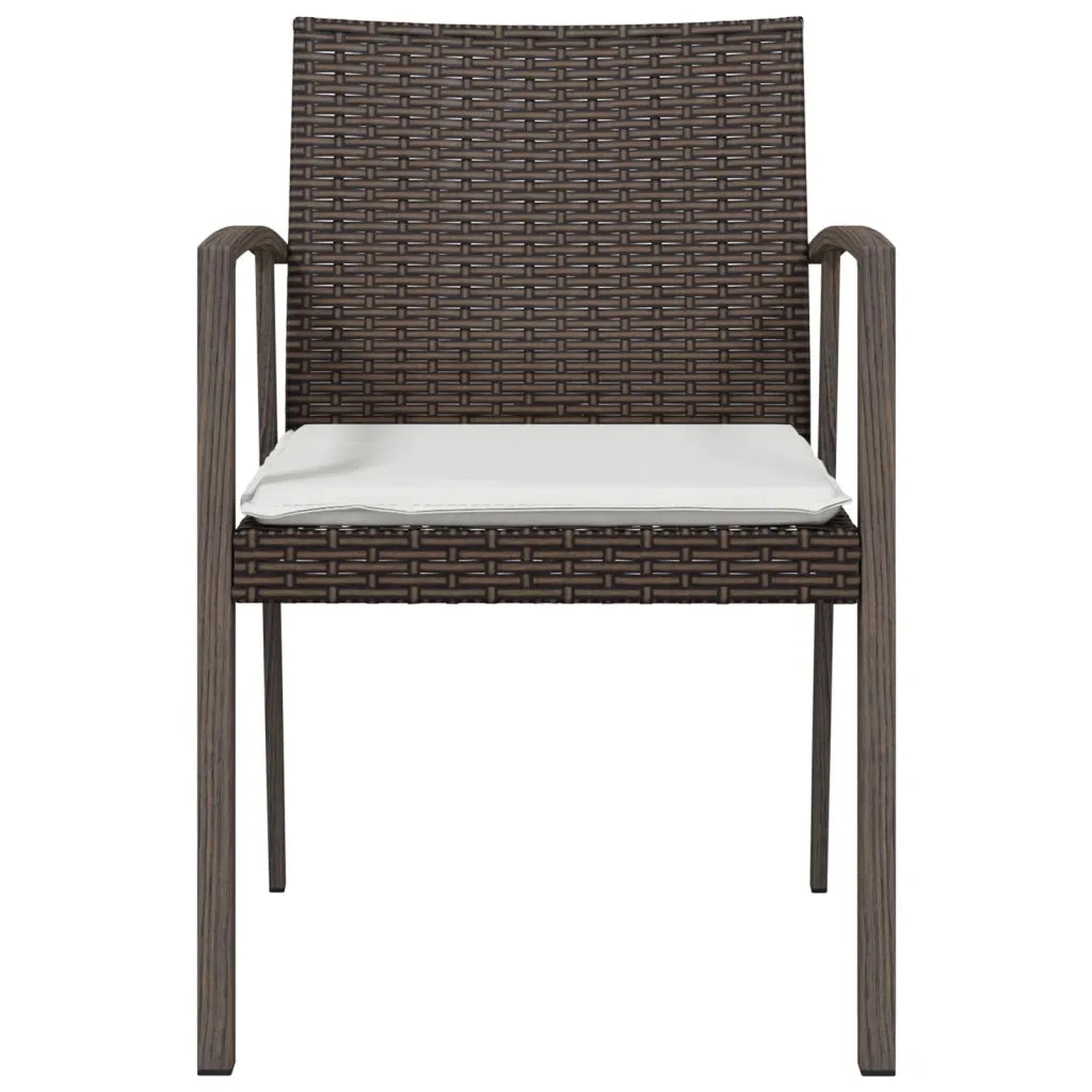 Sedie Giardino con Cuscini 4pz Marroni 56,5x57x83 cm Polyrattan 3187077
