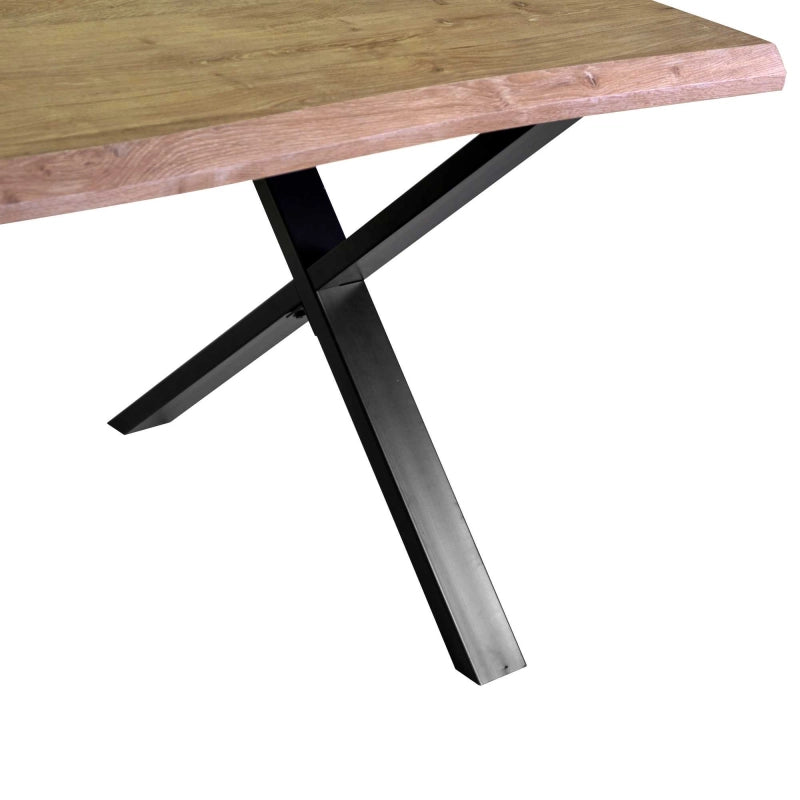 Tavolo metallo Canberra nero con top legno naturale cm 180x90h75