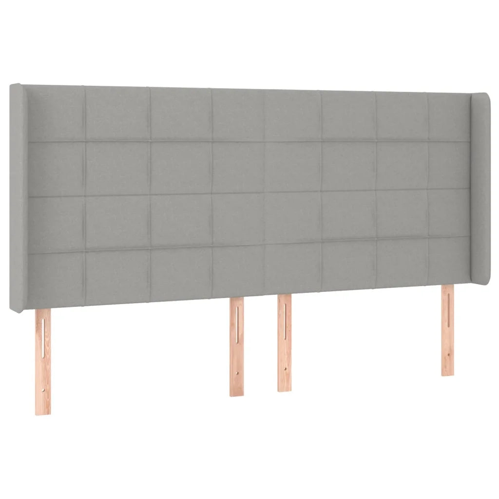 Testiera ad Orecchio Grigio Chiaro 183x16x118/128 cm in Tessuto