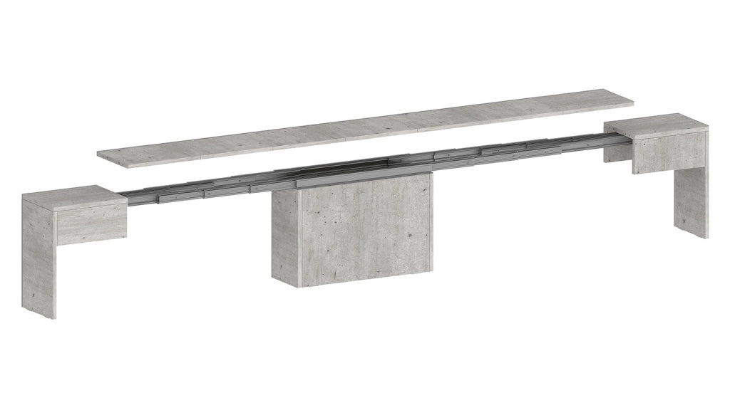 Set 2 Panche Allungabili 66/290x25x45 cm Pratika Singola A e B Cemento